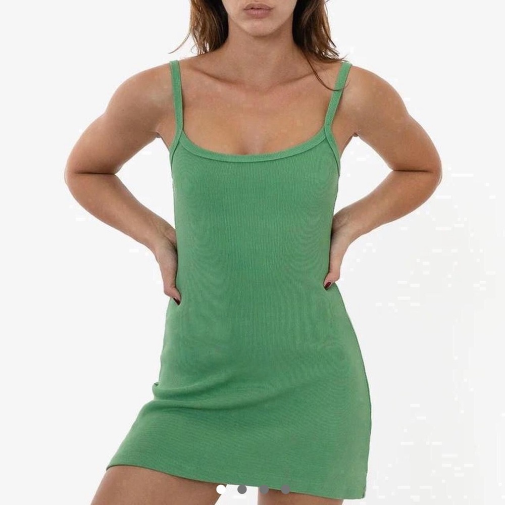 Los Angeles Apparel spaghetti strap cotton heavy ribbed dress casual coastal
